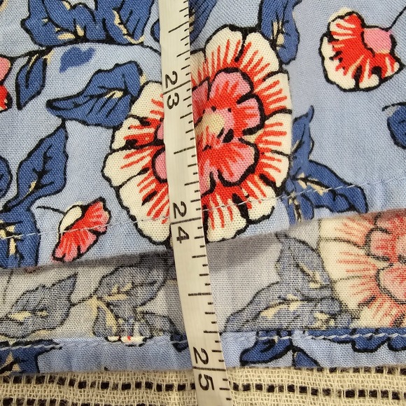 LOFT Women's Floral Print Tie Neck Blouse Top Blue Pink Size L - Picture 5 of 7